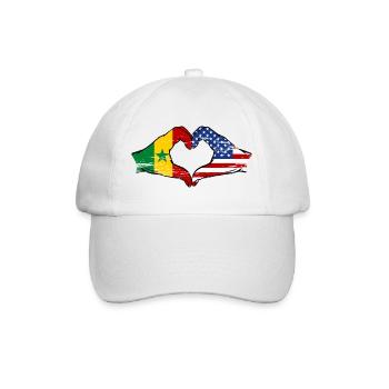 Senegal USA Flag Hands Heart Shape Used - Baseball Cap - white/white - Front