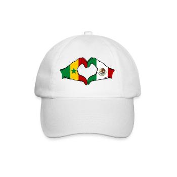 Senegal Mexiko Flagge Hände Herzform - Baseballkappe - Weiß/Weiß - Vorne