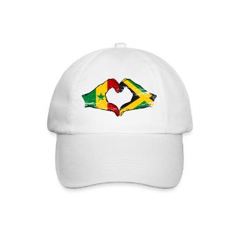 Senegal Jamaica flag hands heart shape used - Baseball Cap - white/white - Front