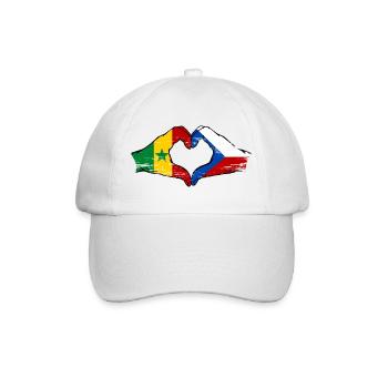 Senegal Czech Republic Flag Hands Heart Shape - Baseball Cap - white/white - Front