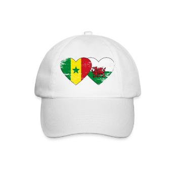 Senegal Wales Flagge Hände Herzform used - Baseballkappe - Weiß/Weiß - Vorne