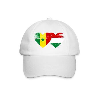 Senegal Ungarn Flagge Herz used - Baseballkappe - Weiß/Weiß - Vorne