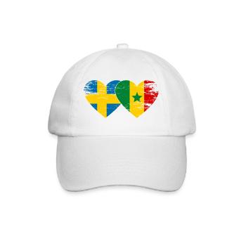 Schweden Senegal Flagge Herz used - Baseballkappe - Weiß/Weiß - Vorne