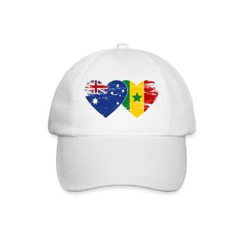 Drapeau de l’Australie et du Sénégal Coeur - Casquette classique - blanc/blanc - Devant