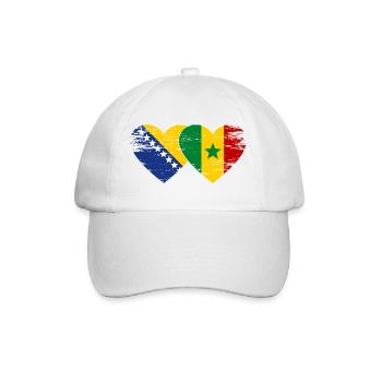 Drapeau Bosnie-Sénégal Coeur - Casquette classique - blanc/blanc - Devant