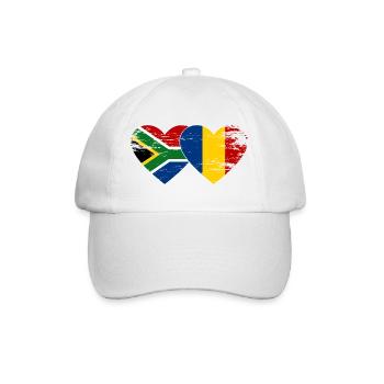 South Africa Romania Flags Heart - Baseball Cap - white/white - Front