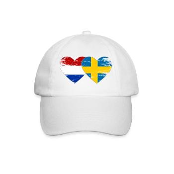 Holland Sweden Flag Hands Heart Shape - Baseball Cap - white/white - Front