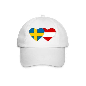 Schweden Österreich Flagge Herz - Baseballkappe - Weiß/Weiß - Vorne