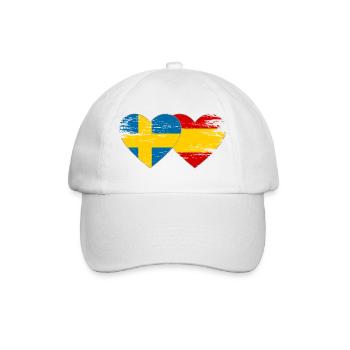 Schweden Spanien Flagge Herz used - Baseballkappe - Weiß/Weiß - Vorne