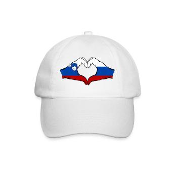 Slowenien Russland Flagge Herz - Baseballkappe - Weiß/Weiß - Vorne