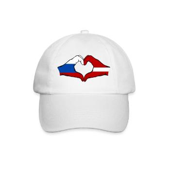 Russland_Lettland_Flagge_Hände_Herzform - Casquette classique - blanc/blanc - Devant