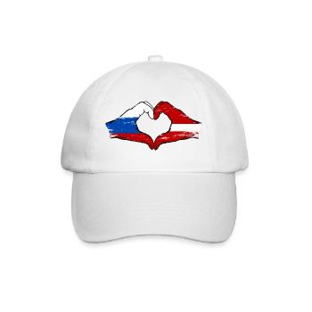 Russia Latvia Flag Hands Heart Shape - Baseball Cap - white/white - Front