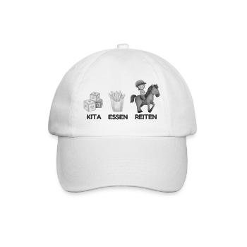 Kita Essen Reiten Motive Pferd - Baseballkappe - Weiß/Weiß - Vorne