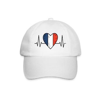 France Heartbeat Line French Flag Love Design - Baseball Cap - white/white - Front