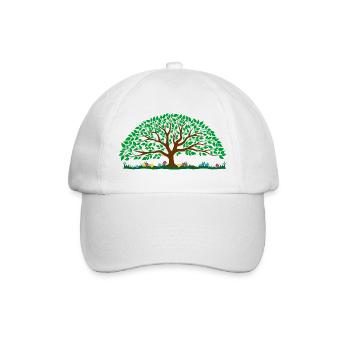 Bunter Baum – brauner Stamm mit grünen Blättern - Baseballkappe - Weiß/Weiß - Vorne