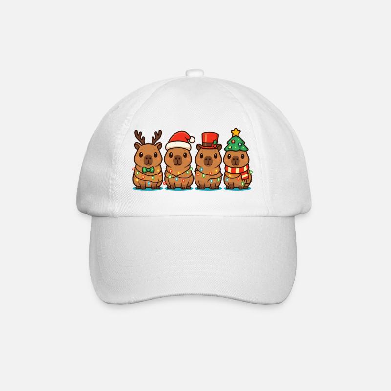 Capybara Weihnachtsmann Weihnachtsbeleuchtung - Baseballkappe - Weiß/Weiß