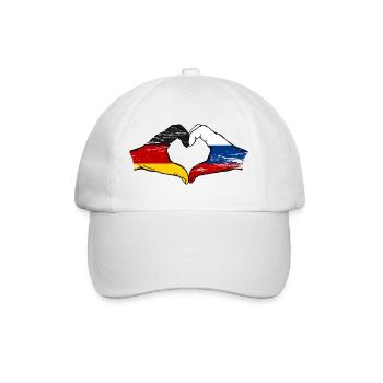 Germany Russia Flag Heart - Baseball Cap - white/white - Front