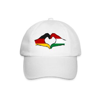 Deutschland Ungarn Flagge Herz - Baseballkappe - Weiß/Weiß - Vorne