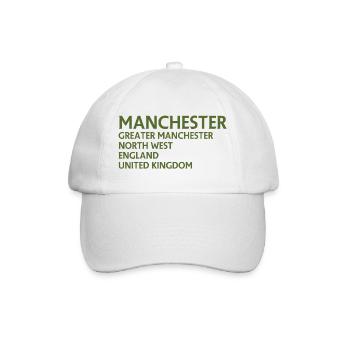 Manchester – England Lyric Design - Baseballkappe - Weiß/Weiß - Vorne