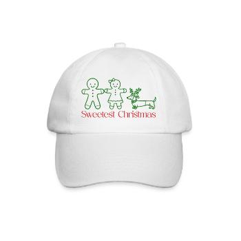 Noël – Famille en pain d’épices avec teckel (vert) - Casquette classique - blanc/blanc - Devant