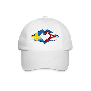 Schweden Kuba Flagge Herz Hände used - Baseballkappe - Weiß/Weiß - Vorne