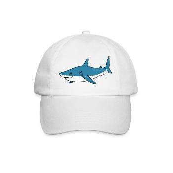 Blue Cartoon Shark – Coastal Friend - Baseball Cap - white/white - Front