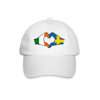 Irland Schweden Flagge Hände Herzform - Baseballkappe - Weiß/Weiß - Vorne