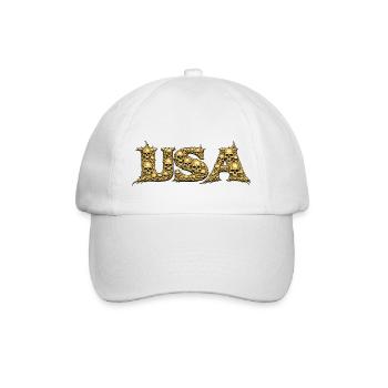 Gold Skull USA Emblem - Baseball Cap - white/white - Front
