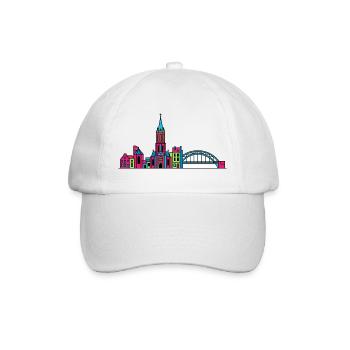 Nijmegen City Skyline Waal Bridge Line Art - Baseball Cap - white/white - Front