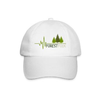 Forest Folk Logo mit Herzschlag - Baseballkappe - Weiß/Weiß - Vorne