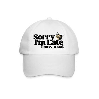 Calico Cat Peeking Spotlight - Baseball Cap - white/white - Front
