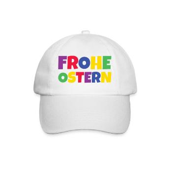 Frohe Ostern Bunte Schrift Typographie - Baseballkappe - Weiß/Weiß - Vorne