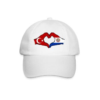 Türkei_Paraguay_Flagge_Hände_Herzform - Baseballkappe - Weiß/Weiß - Vorne