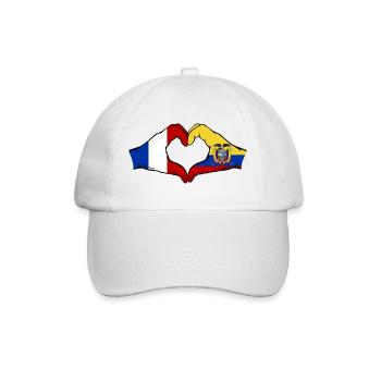 France, Équateur, drapeau Mains, Forme de cœur - Casquette classique - blanc/blanc - Devant