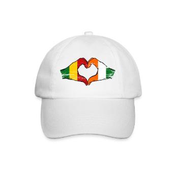 Mali Elfenbeinküste Flagge Hände Herz - Baseballkappe - Weiß/Weiß - Vorne