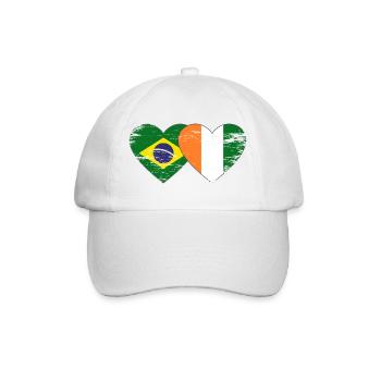Brasillien_Elfenbeinkueste_Flagge_Herz_used - Baseball Cap - white/white - Front