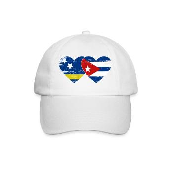 Curacao Cuba flag heart used - Baseball Cap - white/white - Front