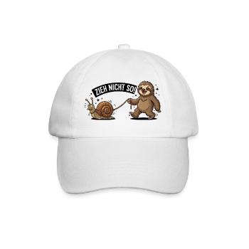 Zieh Nicht So Sloth Snail Funny German Animal  - Baseballkappe - Weiß/Weiß - Vorne