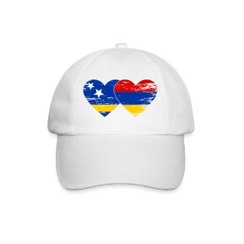 Curacao Armenien Flagge Herz used - Baseballkappe - Weiß/Weiß - Vorne