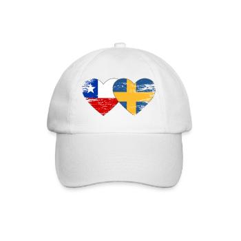 Chile Schweden Flagge herz used - Baseballkappe - Weiß/Weiß - Vorne