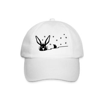 Cute bunny in the snow - Baseball Cap - white/white - Front