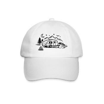 Camping Trailer Landscape - Baseball Cap - white/white - Front