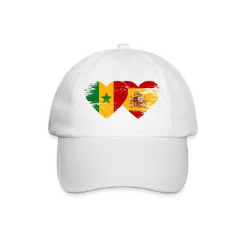 Senegal_Spanien_Flagge_Herz_used - Baseballkappe - Weiß/Weiß - Vorne