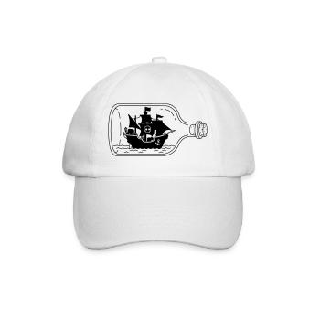 Piratenschiff in der Flasche - Baseballkappe - Weiß/Weiß - Vorne