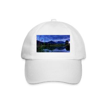 Night view at the Blau mountain lake - Baseball Cap - white/white - Front