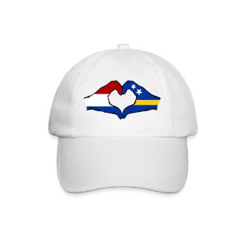 Holland Curacao Flagge Hände Herzform used - Baseballkappe - Weiß/Weiß - Vorne