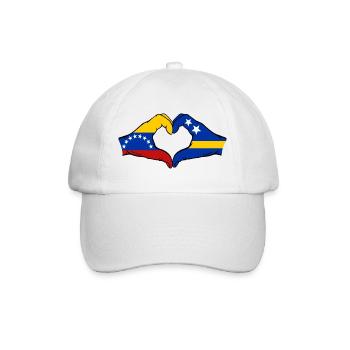 Venezuela Curacao Flag Hands Heart Shape - Baseball Cap - white/white - Front