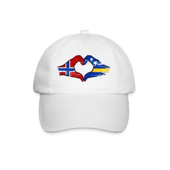Norway Curacao flag hands heart shape used - Baseball Cap - white/white - Front