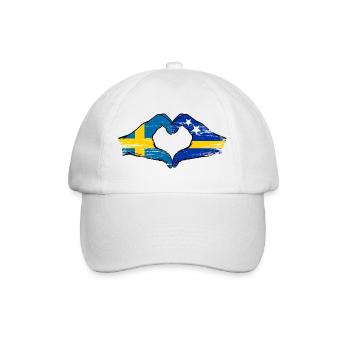 Schweden Curacao Flagge Hände Herzform - Baseballkappe - Weiß/Weiß - Vorne
