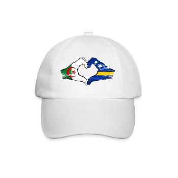 Algeria Curacao flag hands heart shape used - Baseball Cap - white/white - Front